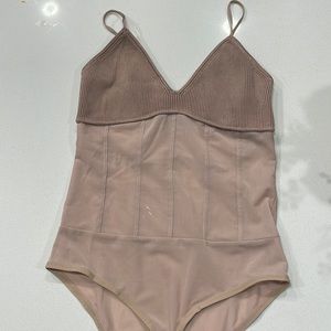 Zara mesh corset sweater bodysuit.